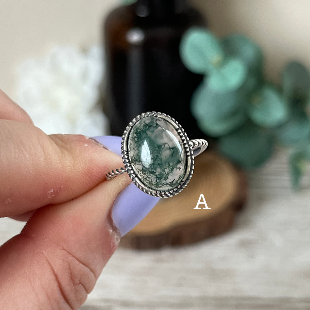 Rope Moss Agate S925 Ring