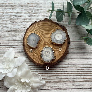 Gold-Plated Druzy Agate Slice Pendant