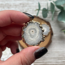 Load image into Gallery viewer, Gold-Plated Druzy Agate Slice Pendant
