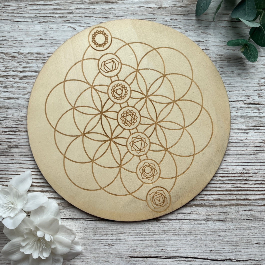 MISFIT: Etched Wood Plate - Chakras