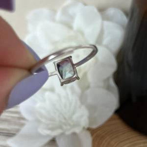 Faceted Rainbow Fluorite S925 Ring