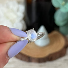 Load image into Gallery viewer, Thin Drops Rainbow Moonstone S925 Ring
