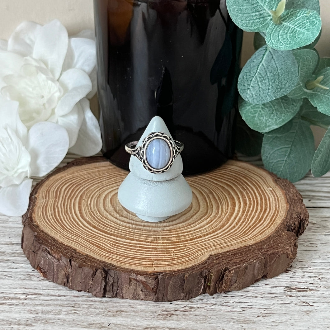 Art Deco Blue Lace Agate S925 Ring