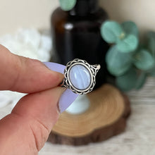Load image into Gallery viewer, Art Deco Blue Lace Agate S925 Ring

