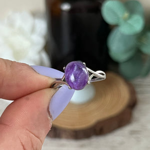 Simple Band Charoite S925 Ring