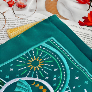 Turquoise 'Luna Moth' Book & Ipad Sleeve v.2 (2 Pocket)- The Quirky Cup Collective