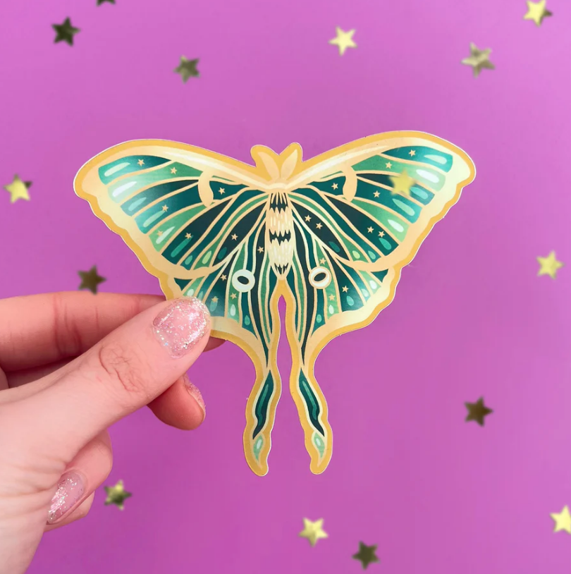 Luna Moth Sticker - The Quirky Cup Collective