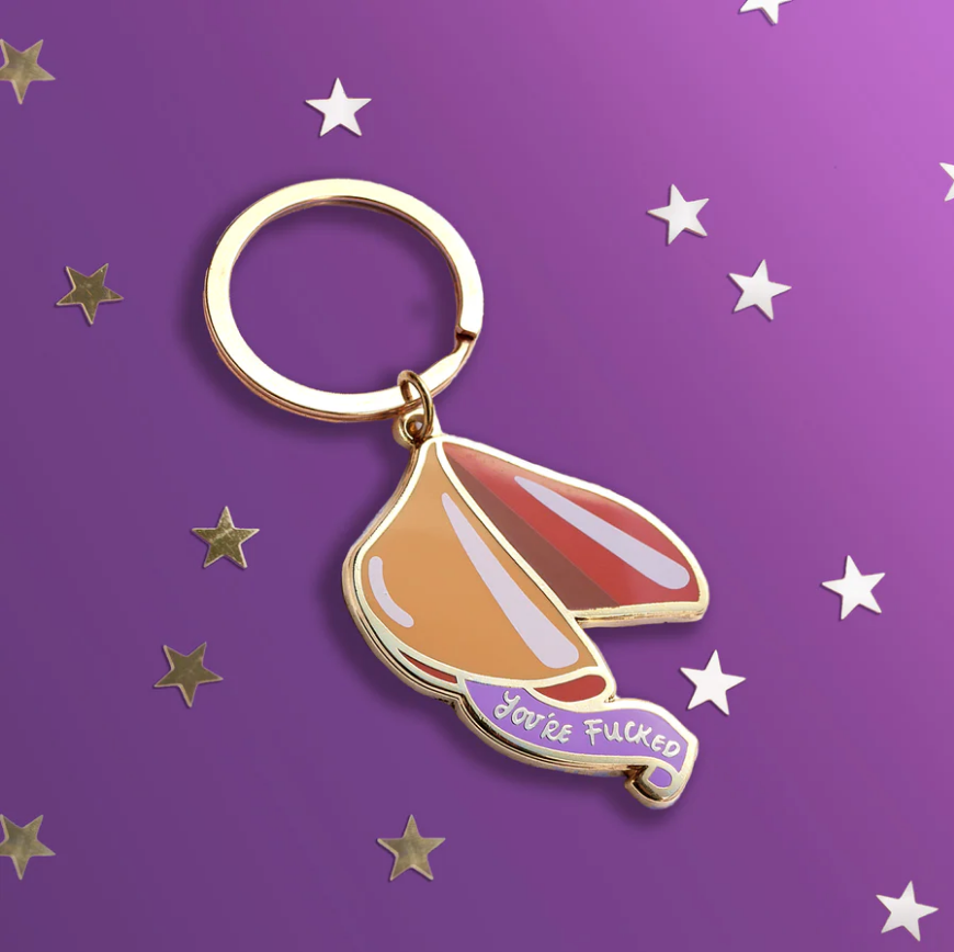 Fortune Cookie Keyring - The Quirky Cup Collective