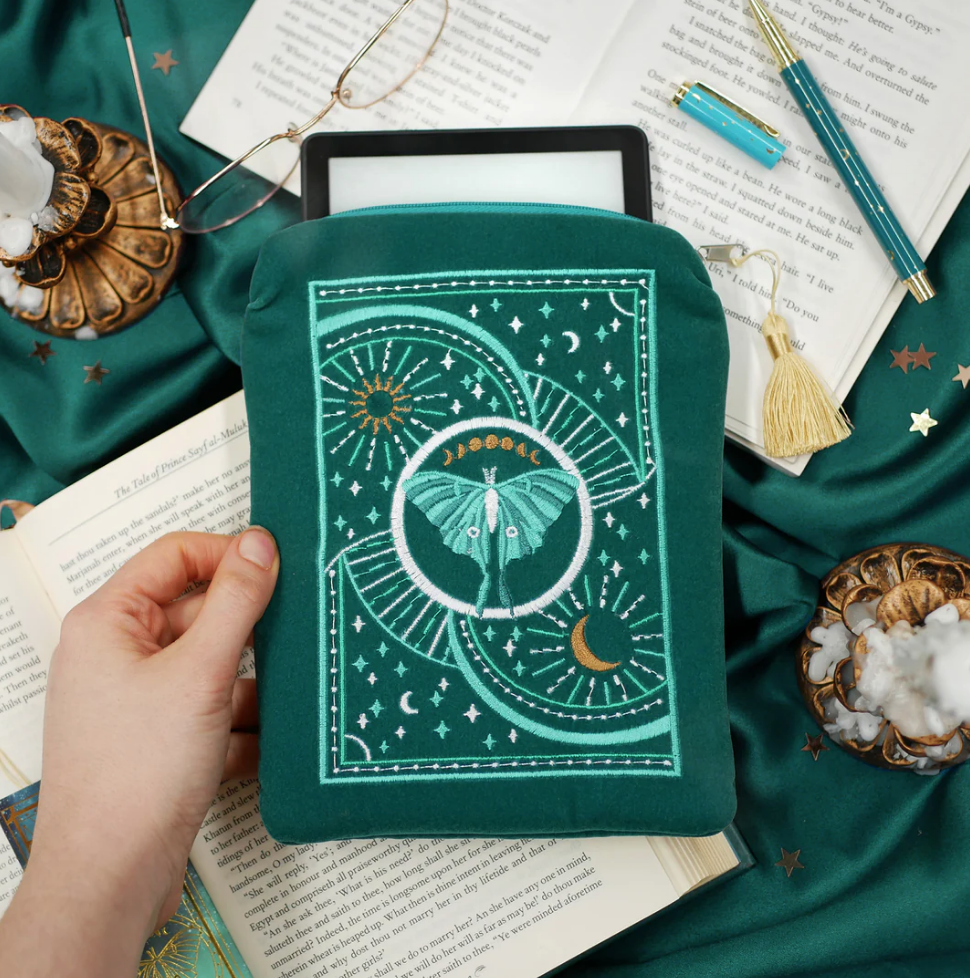 Luna Moth Kindle & E-Reader Sleeves  - The Quirky Cup Collective