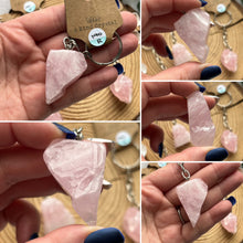 Load image into Gallery viewer, Polished Raw Rose Quartz Keyring
