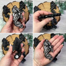 Load image into Gallery viewer, AKindHalloween: Silver Sheen Obsidian Mermaid (FlatBack)
