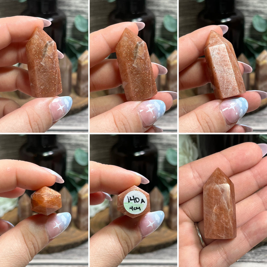 Peach Moonstone with sunstone Small Tower