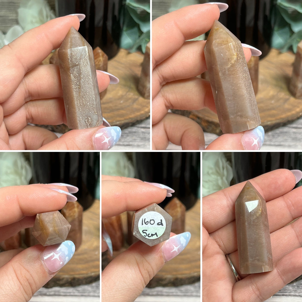 Peach Moonstone with sunstone Small Tower