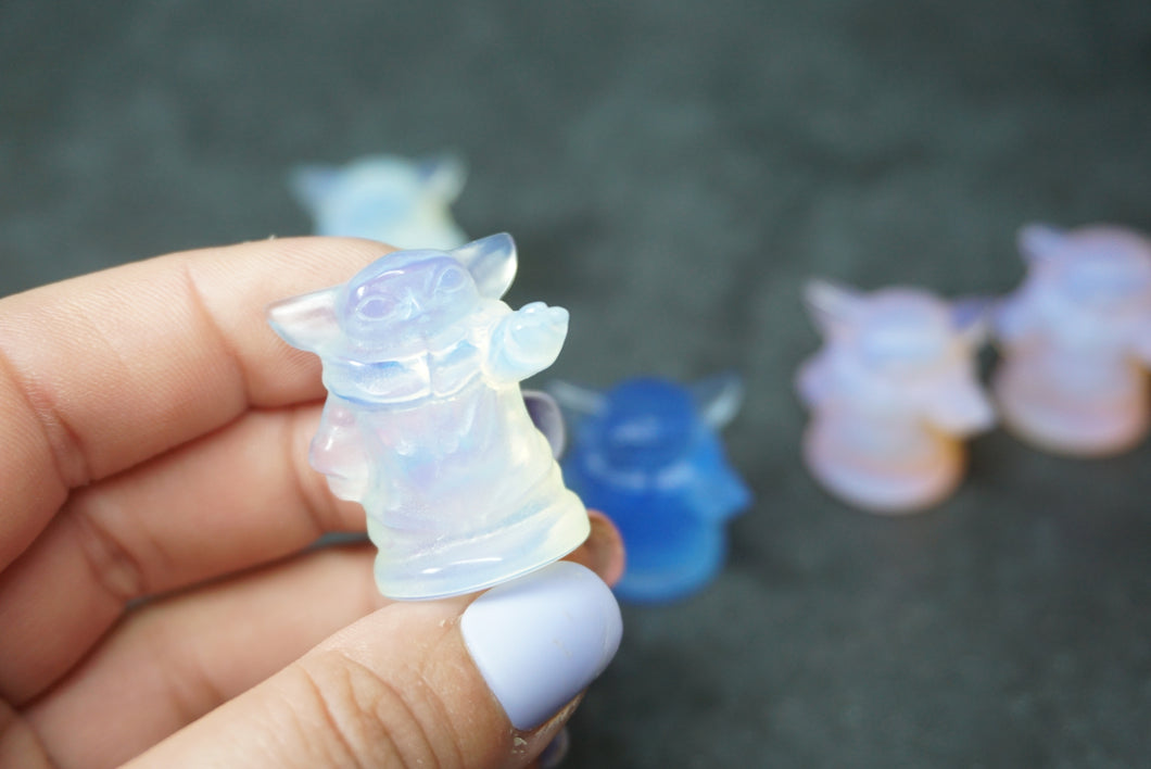 Mini Handcarved Opalite Baby Yoda