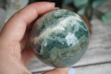 Load image into Gallery viewer, Snowflake Green Fluorite Sphere
