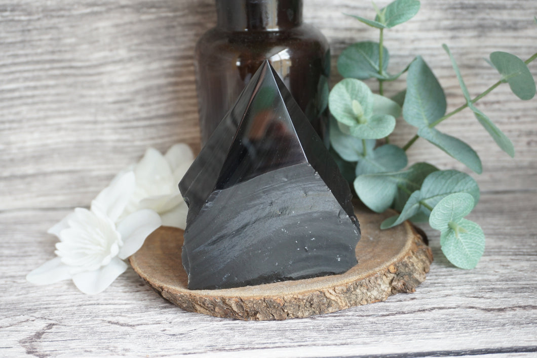 Semi-Polished Black Obsidian A