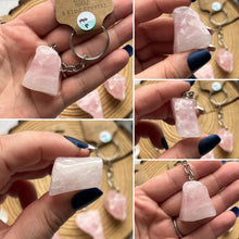 Load image into Gallery viewer, Polished Raw Rose Quartz Keyring
