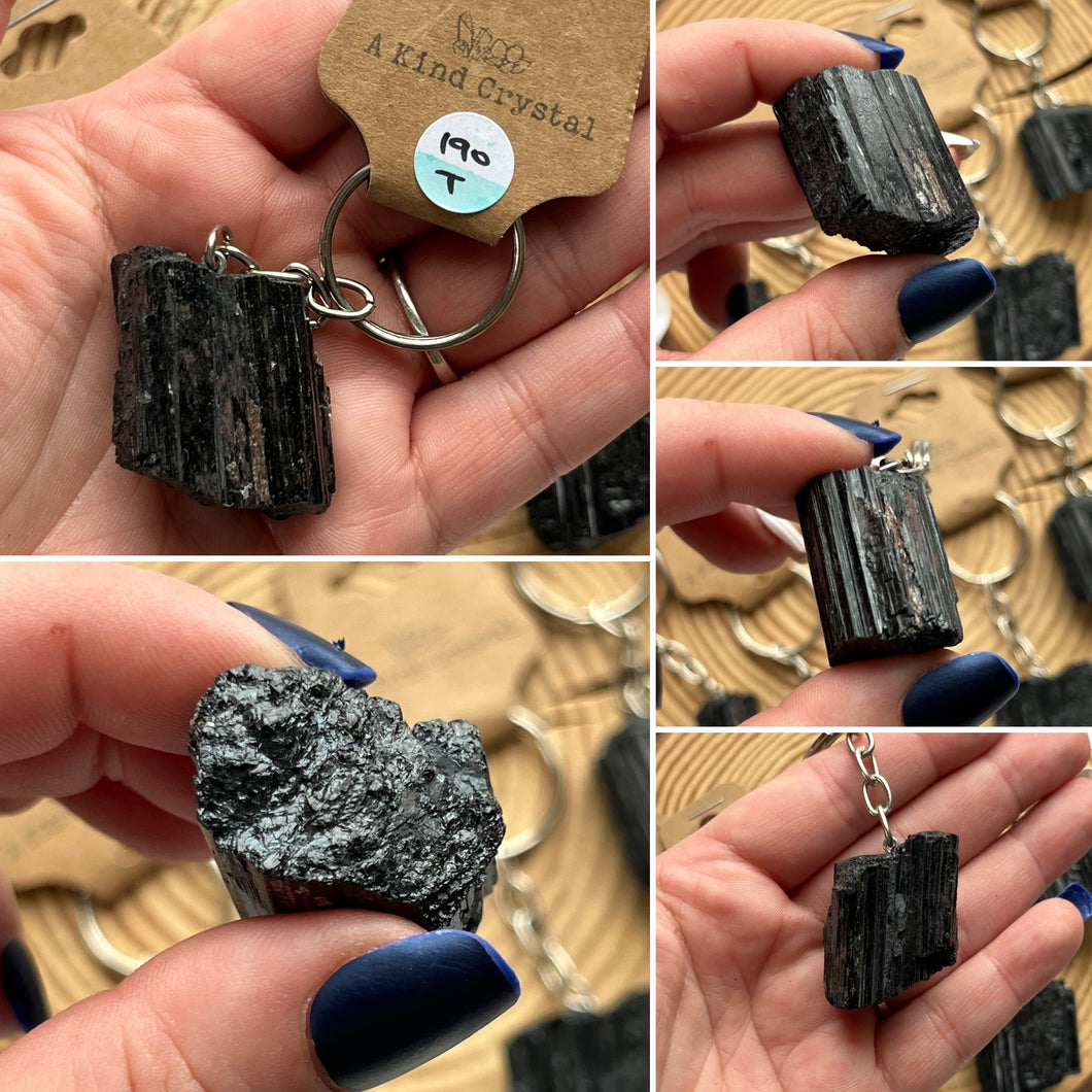 Raw Black Tourmaline Keyring