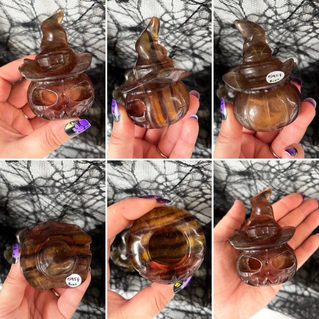 AKindHalloween: Yellow Fluorite Jack-o-Lantern