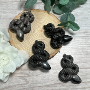 Small Silver Sheen Obsidian Snake