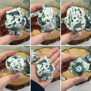 Large Druzy Moss Agate Owl
