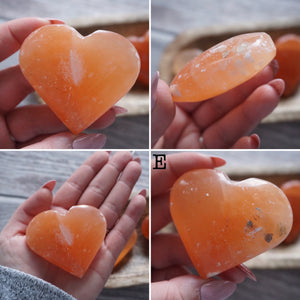 Orange Selenite XL Hearts