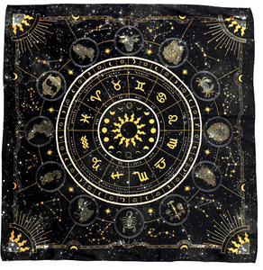 Black Zodiac Tarot Altar Scarf - The Quirky Cup Collective