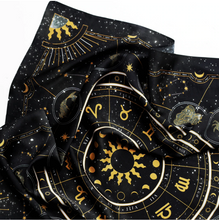 Load image into Gallery viewer, Black Zodiac Tarot Altar Scarf - The Quirky Cup Collective
