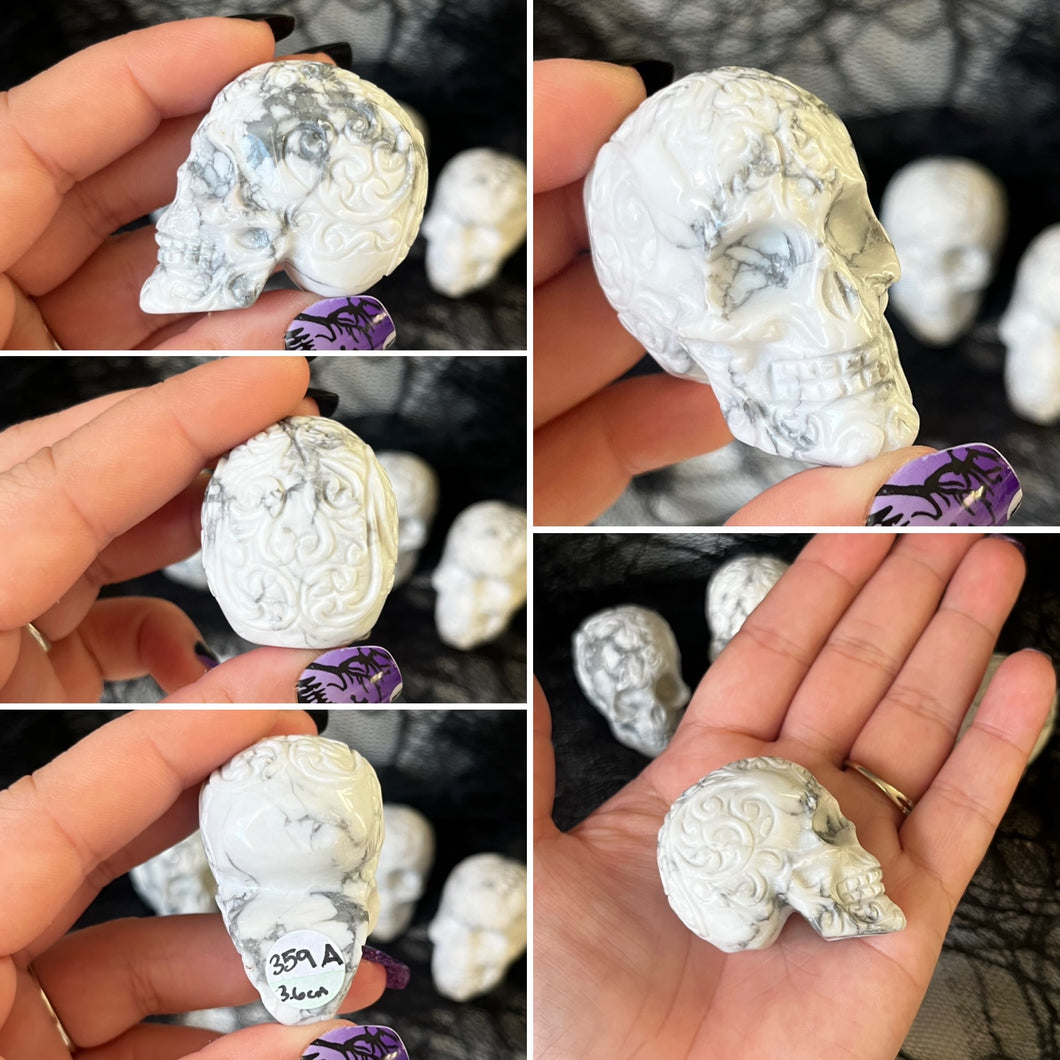 AKindHalloween: Deco-Carved Howlite Skull