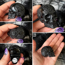 Load image into Gallery viewer, AKindHalloween: Deco-Carved Obsidian Skull
